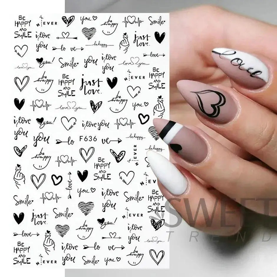 Love Story 3D Nail Stickers Romantic Valentines Manicure Kit