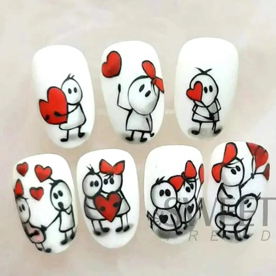 Love Story 3D Nail Stickers Romantic Valentines Manicure Kit