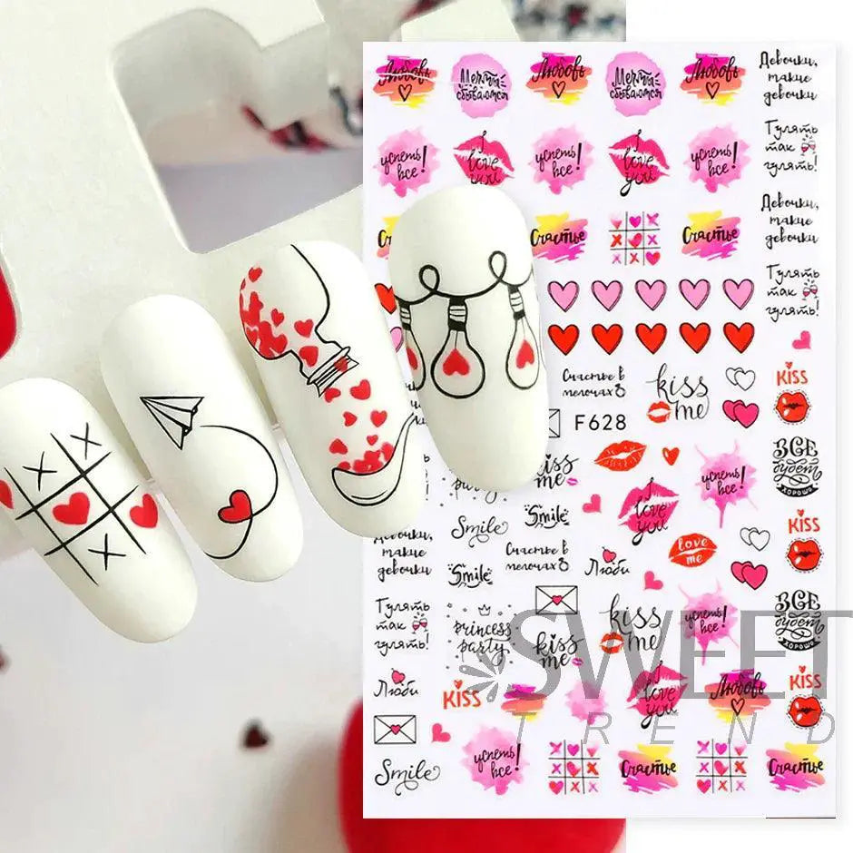 Love Story 3D Nail Stickers Romantic Valentines Manicure Kit