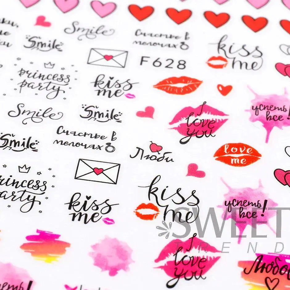 Love Story 3D Nail Stickers Romantic Valentines Manicure Kit