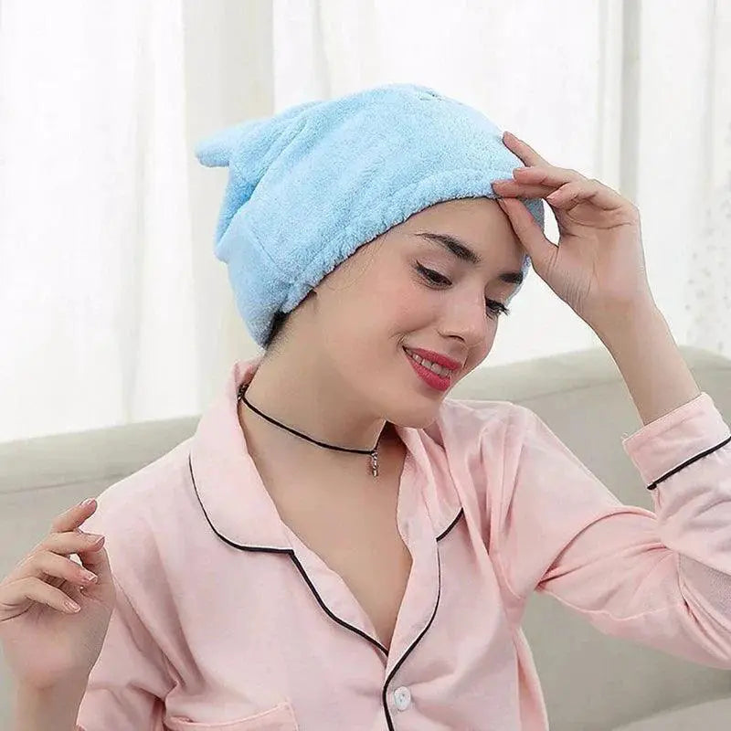 Lovely Bear Microfiber Hair Drying Cap Quick Dry Accessory