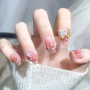 Lovely Butterfly Pink Nail Extensions Set Chic Press-On Tips