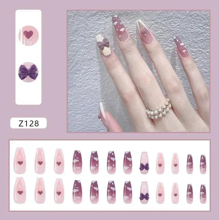 Lovely Butterfly Pink Nail Extensions Set Chic Press On Tips