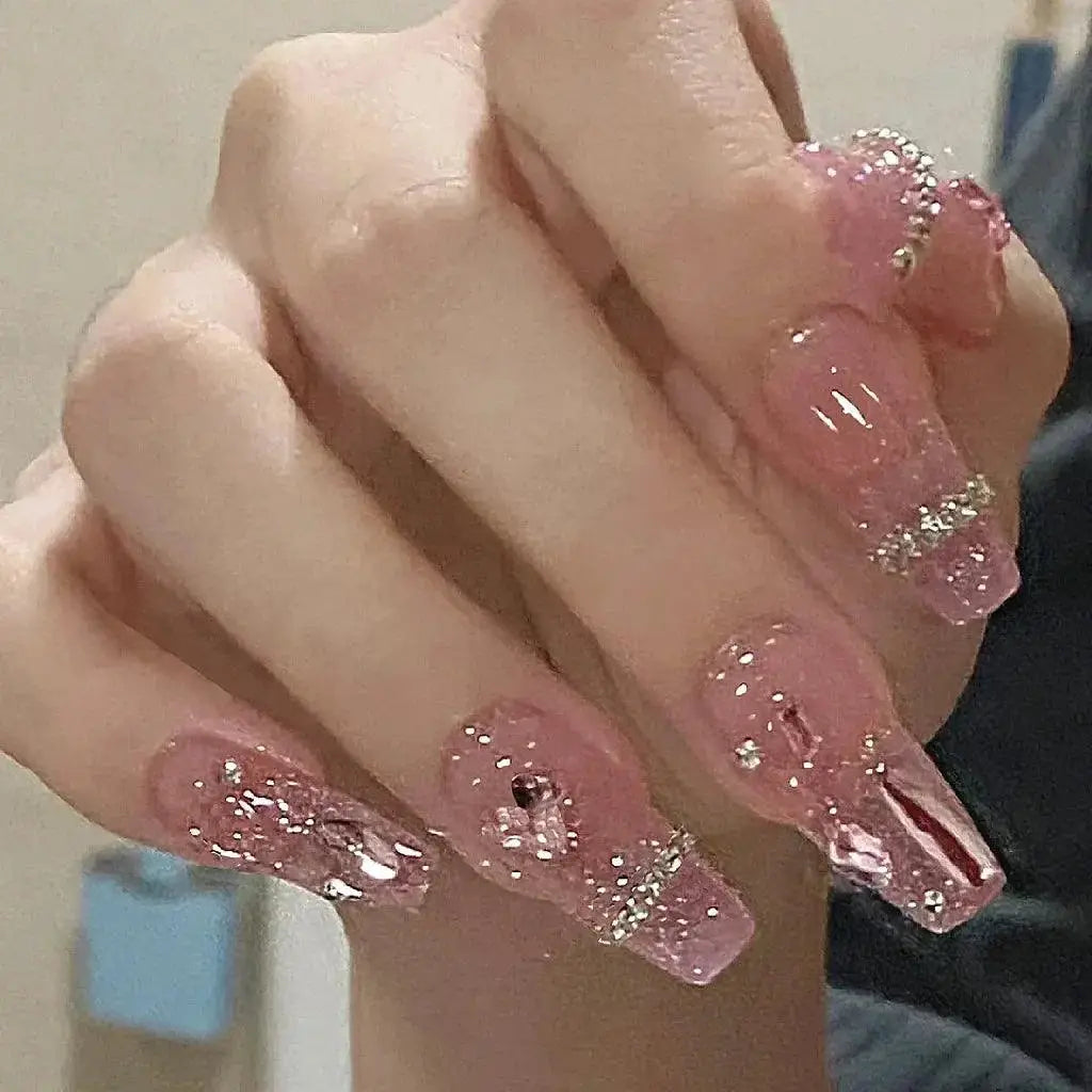 Lovely Butterfly Pink Nail Extensions Set Chic Press On Tips