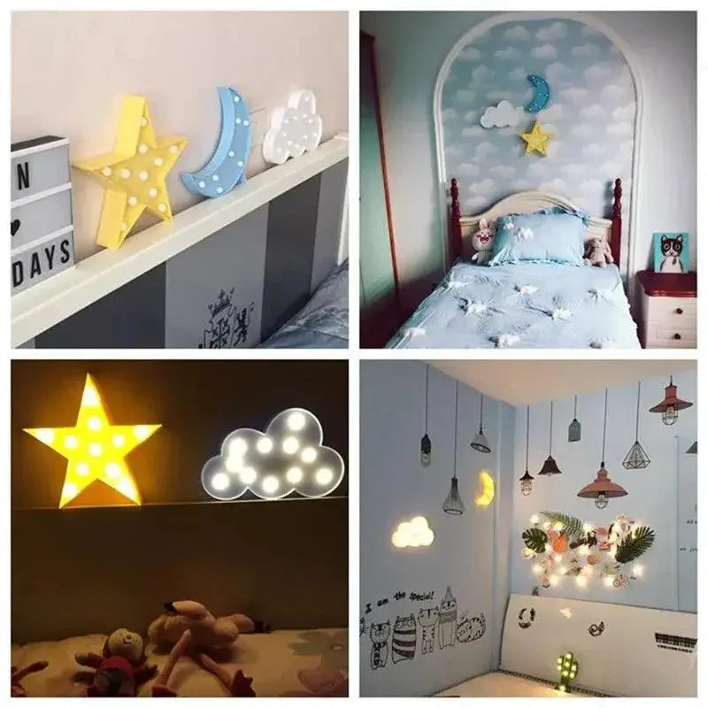 Cloud Star Moon LED 3D Night Light Lamp For Kids Gift