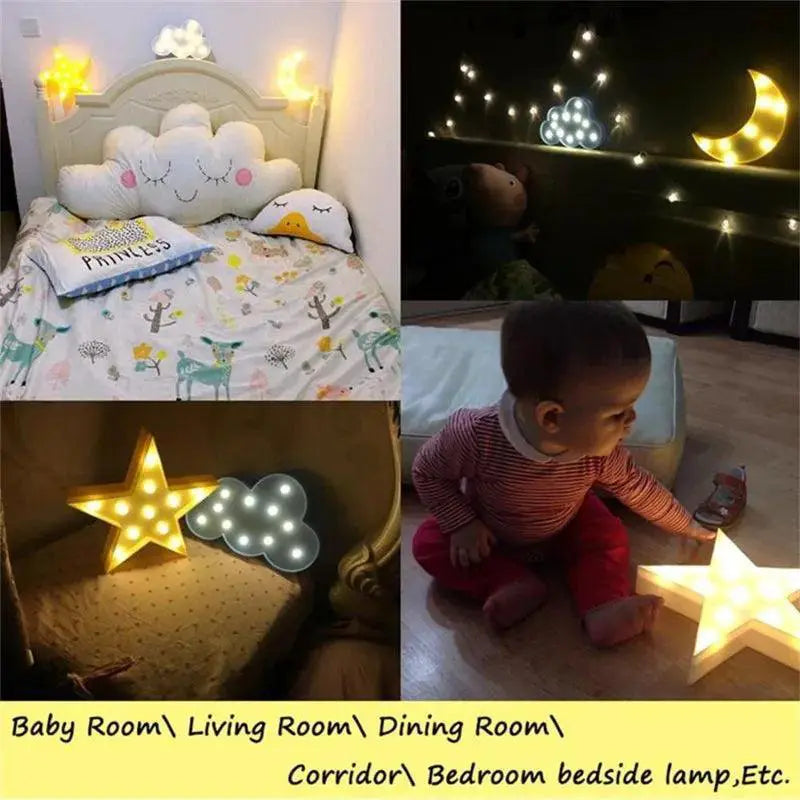 Cloud Star Moon LED 3D Night Light Lamp For Kids Gift