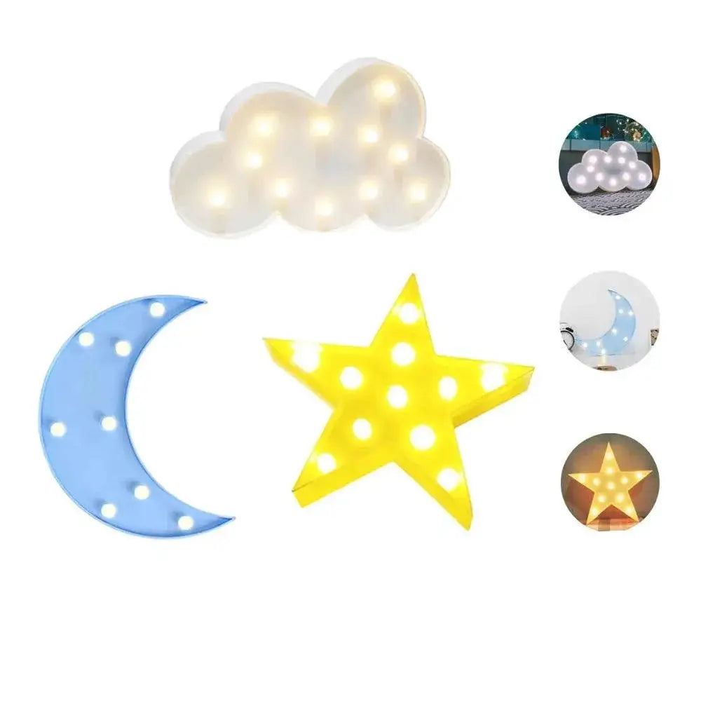 Cloud Star Moon LED 3D Night Light Lamp For Kids Gift
