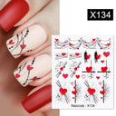 Lovely Heart & Floral Water Nail Stickers Nail Art Elegance