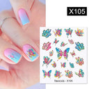 Lovely Heart & Floral Water Nail Stickers Nail Art Elegance