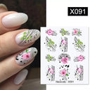 Lovely Heart & Floral Water Nail Stickers Nail Art Elegance