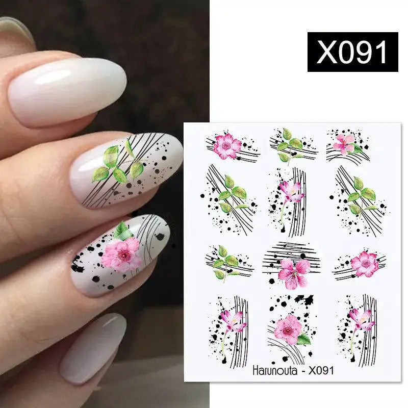 Lovely Heart And Floral Water Nail Stickers For Nail Art