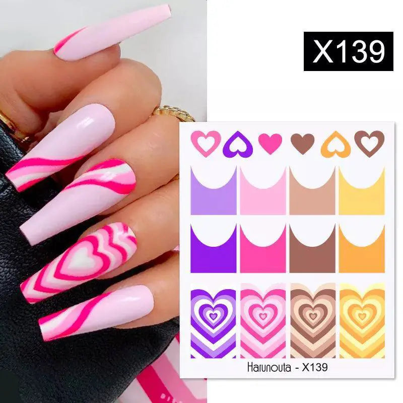 Lovely Heart And Floral Water Nail Stickers For Nail Art