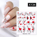 Lovely Heart & Floral Water Nail Stickers Nail Art Elegance