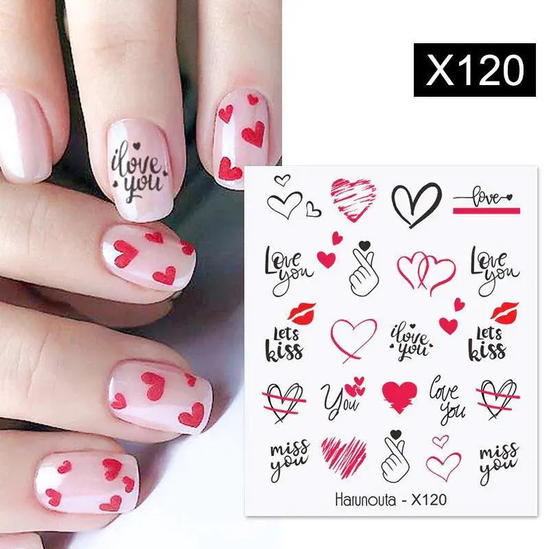 Lovely Heart And Floral Water Nail Stickers For Nail Art
