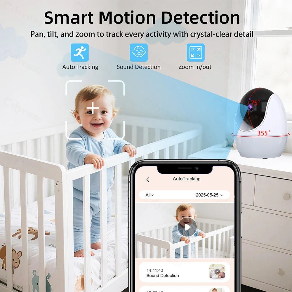 LullaGuard 1080P HD WiFi Baby Monitor - 4.3in Displays VOX Night Vision Lullabies