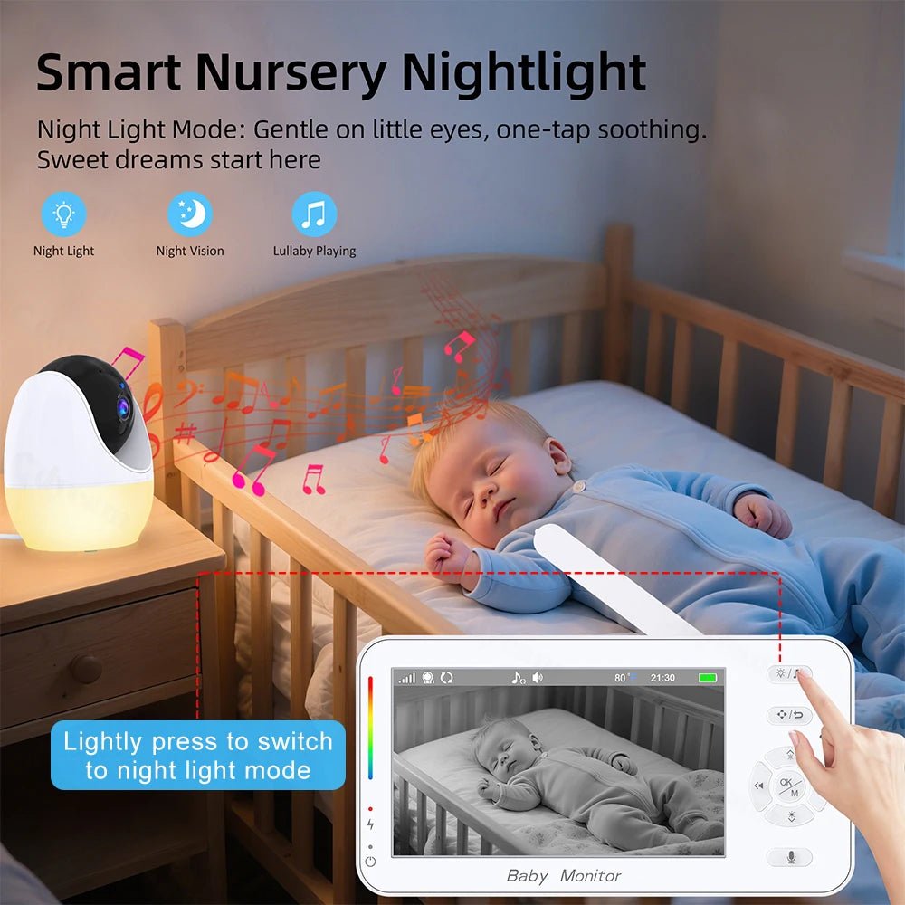 LullaGuard 1080P HD WiFi Baby Monitor - 4.3in Displays VOX Night Vision Lullabies