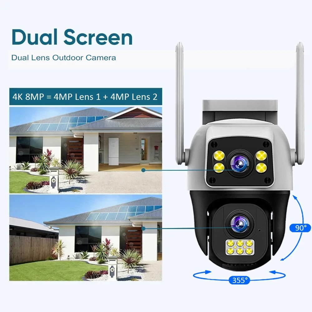 LumenGuard 8MP Dual Lens 4G Outdoor Camera PTZ Surveillance With AI Detection HD