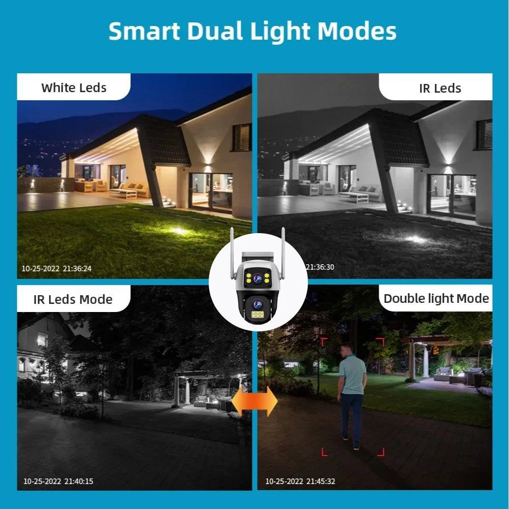 LumenGuard 8MP Dual Lens 4G Outdoor Camera PTZ Surveillance With AI Detection HD
