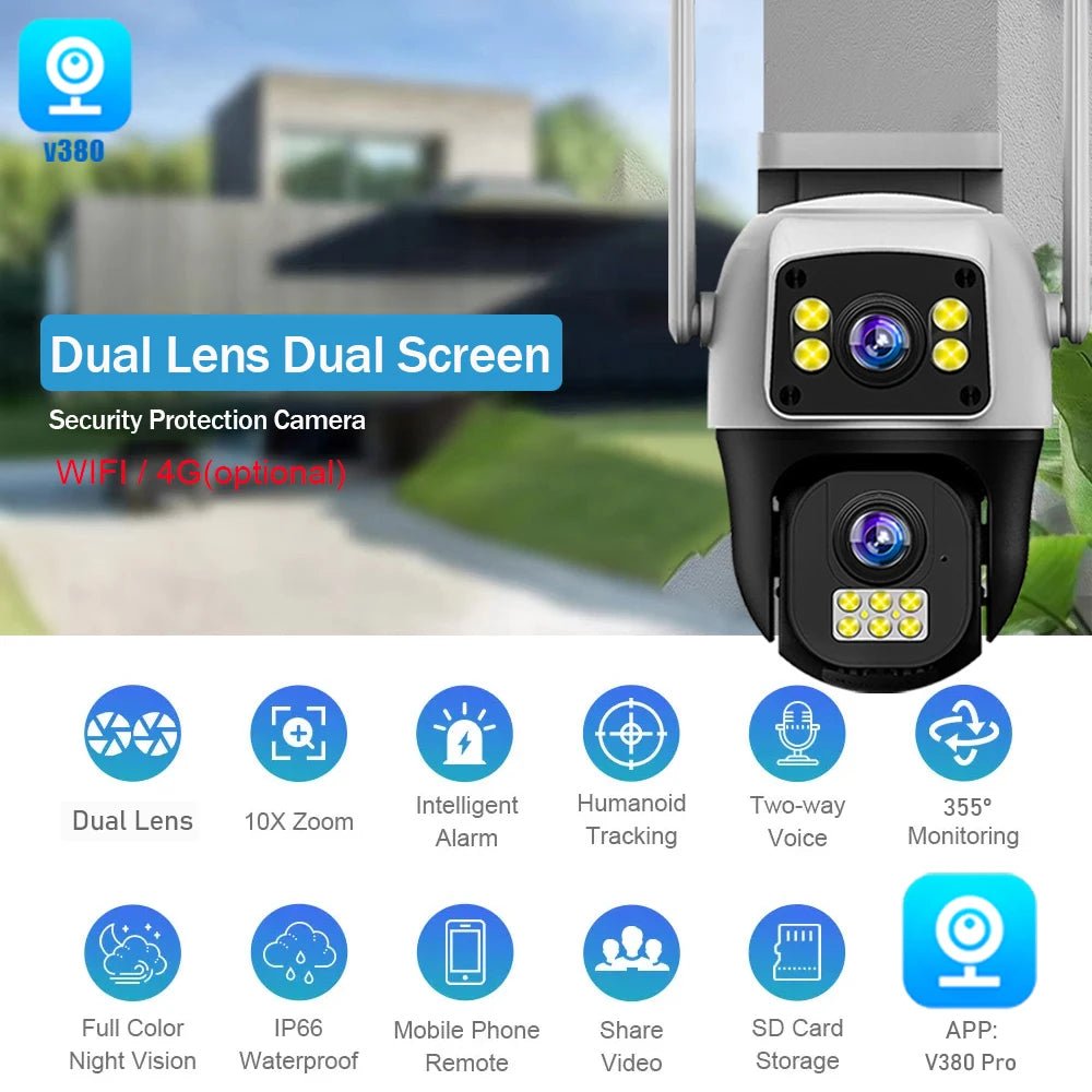 LumenGuard 8MP Dual Lens 4G Outdoor Camera PTZ Surveillance With