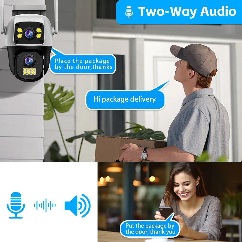 LumenGuard 8MP Dual Lens 4G Outdoor Camera PTZ Surveillance With AI Detection HD