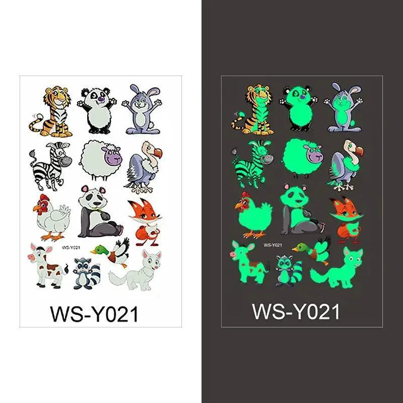 Luminous Glow Tattoo Set Dinosaur Pirate Unicorn Mermaid
