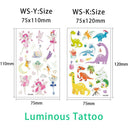Luminous Children's Glow Tattoo Set Dino Pirate Unicorn Mermaid