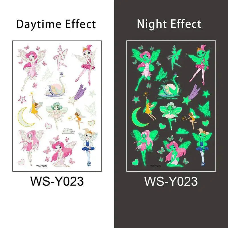Luminous Glow Tattoo Set Dinosaur Pirate Unicorn Mermaid