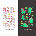 Luminous Children's Glow Tattoo Set Dino Pirate Unicorn Mermaid