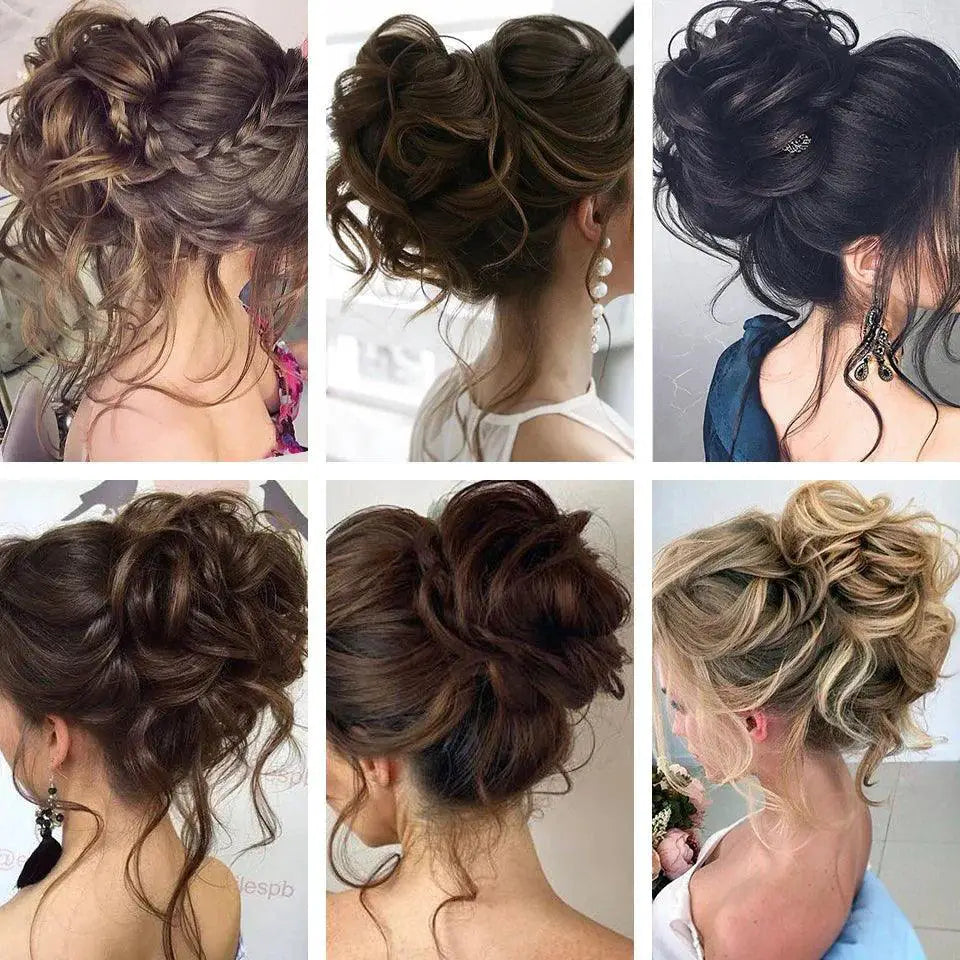 LUPU Curly Synthetic Hair Bun Chignon Scrunchy for Women