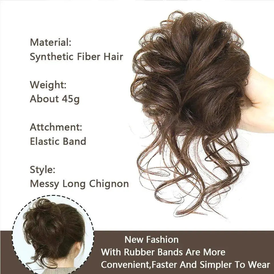 LUPU Curly Synthetic Hair Bun Chignon Scrunchy for Women