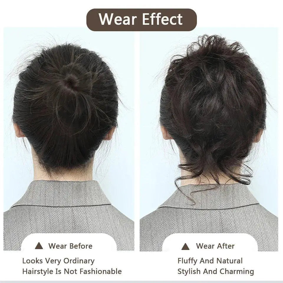 LUPU Curly Synthetic Hair Bun Chignon Scrunchy for Women