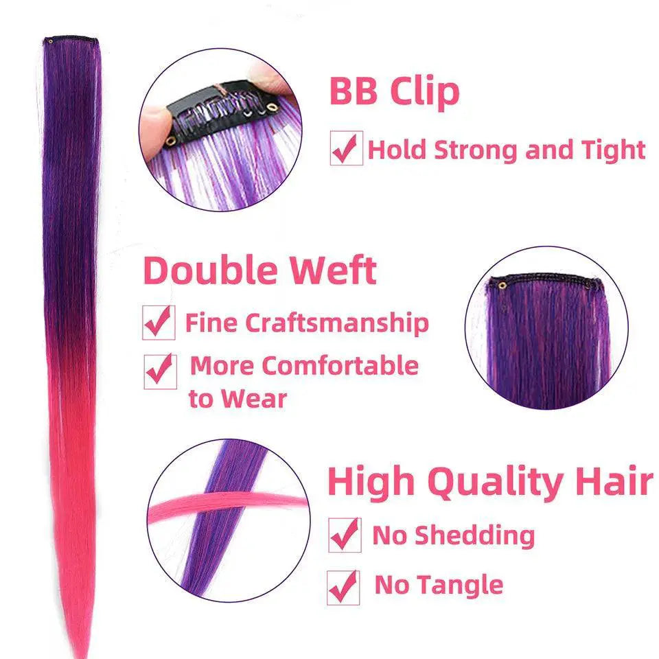 LUPU Rainbow Hair Extensions Vibrant Highlights 22 Inch