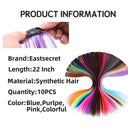 LUPU Rainbow Hair Extensions: Vibrant Synthetic Highlights 22 Inch