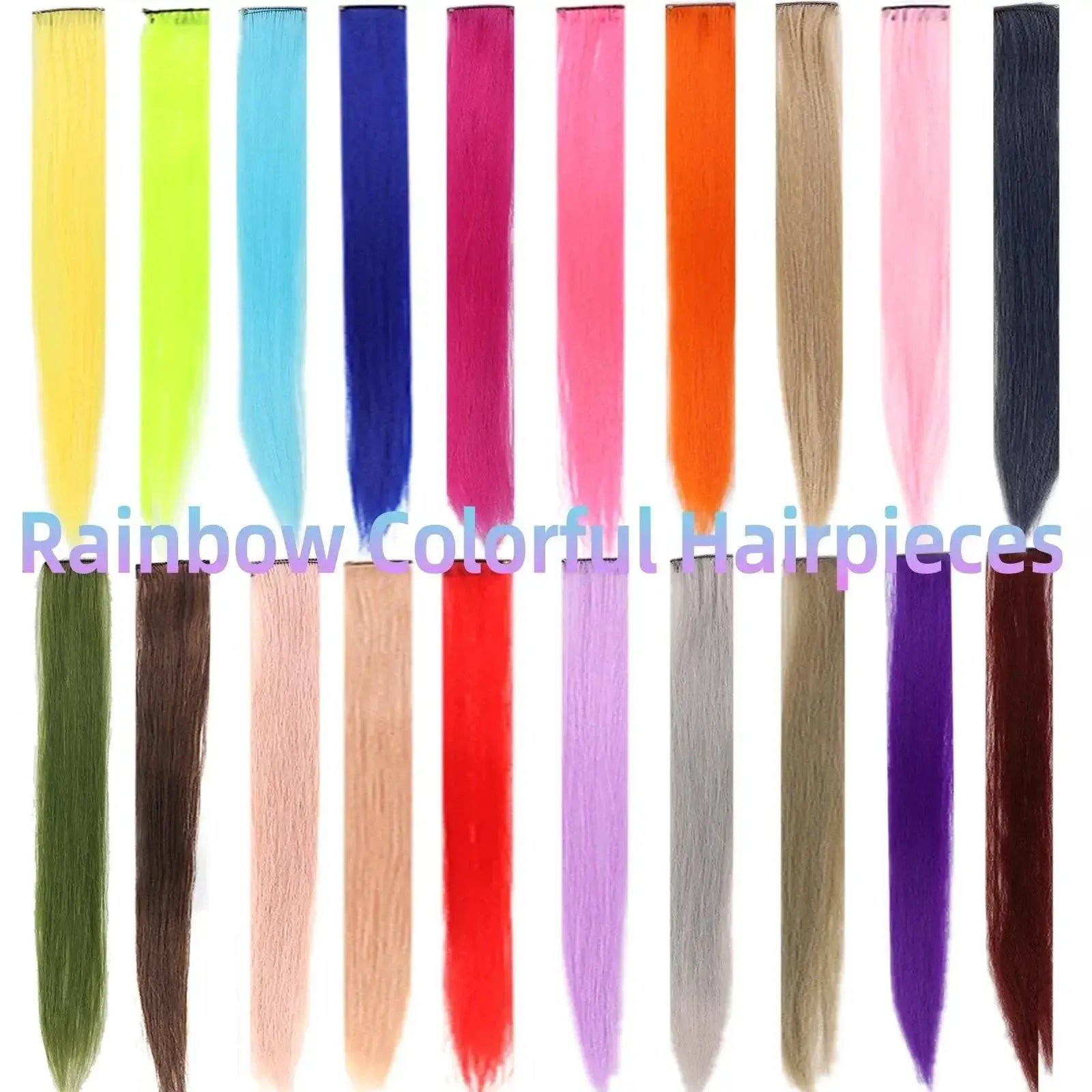 LUPU Rainbow Hair Extensions Vibrant Highlights 22 Inch