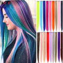 LUPU Rainbow Hair Extensions: Vibrant Synthetic Highlights 22 Inch