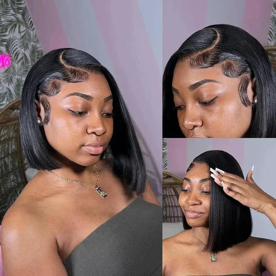 Luxe T Part Bob Human Hair Wig Premium Quality Style Elegant
