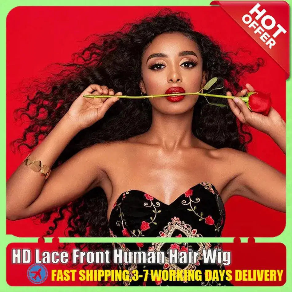 Luxurious 30 - 40 Inch HD Transparent Deep Water Wave Wig