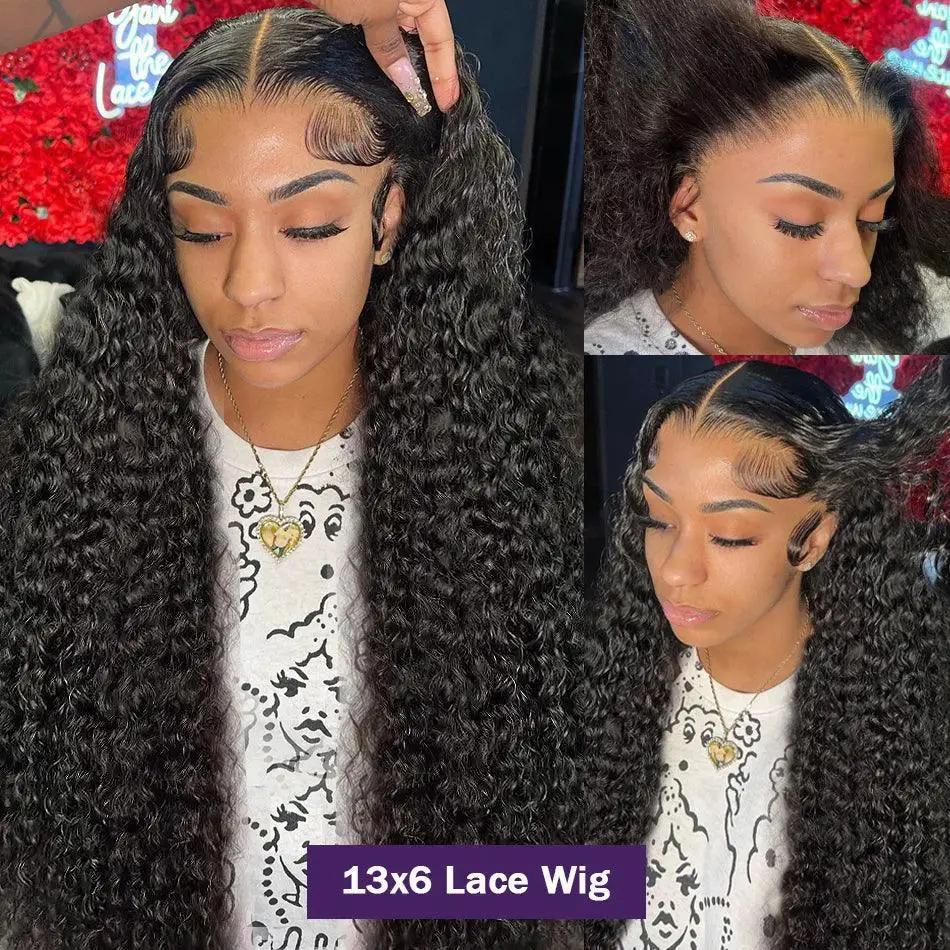 Luxurious 30 - 40 Inch HD Transparent Deep Water Wave Wig