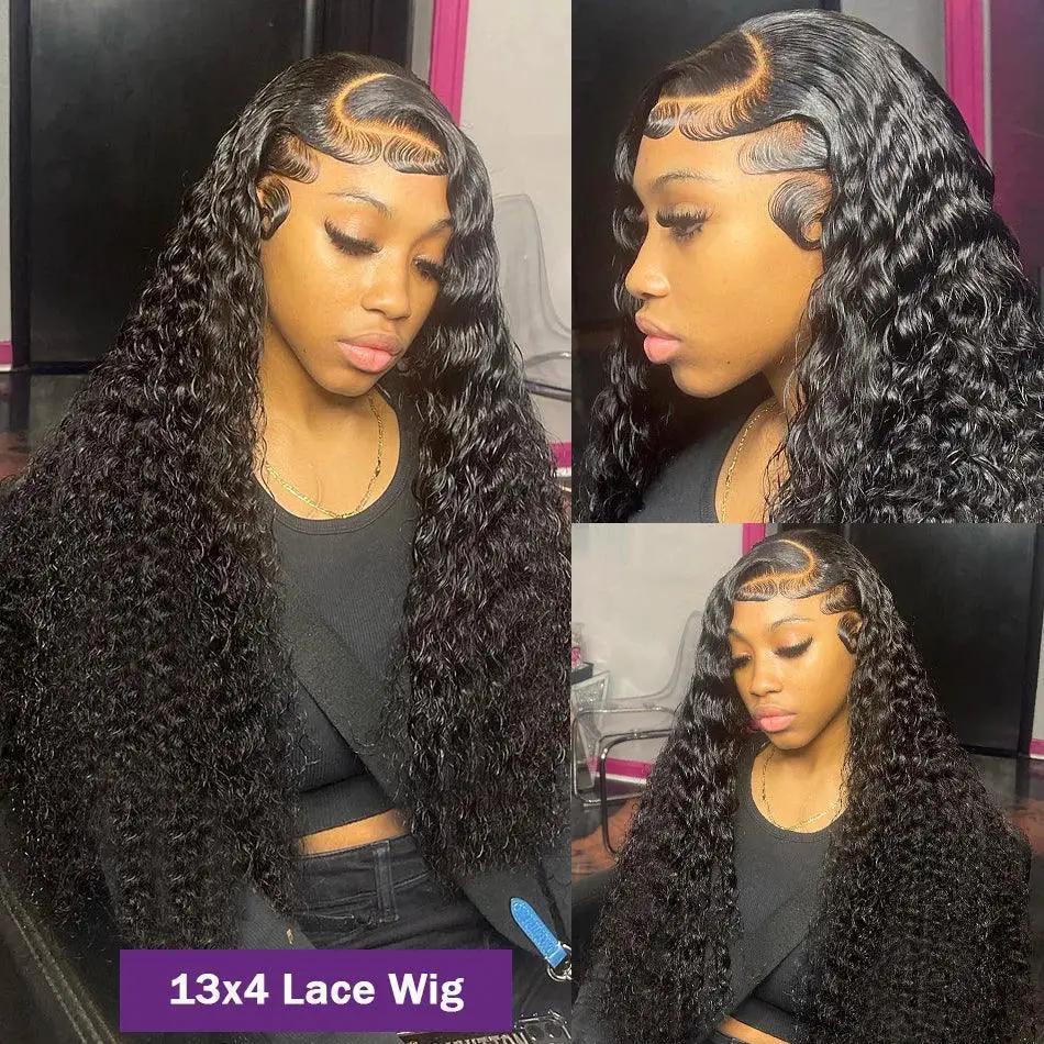 Luxurious 30 - 40 Inch HD Transparent Deep Water Wave Wig