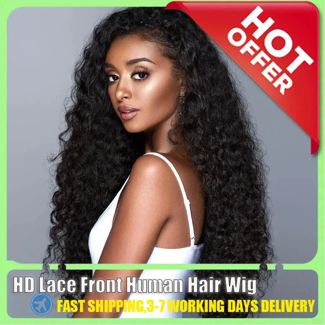 Luxurious 30 - 40 Inch HD Transparent Deep Water Wave Wig