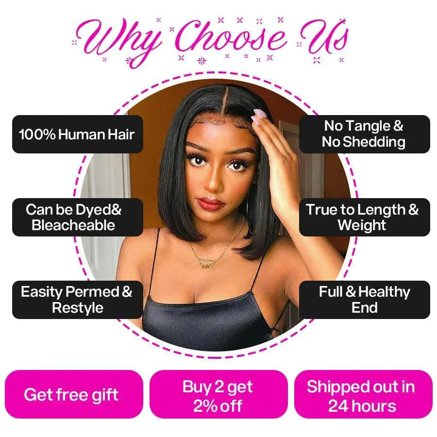 Luxurious Brazilian Human Hair Bob Lace Front Wig Premium