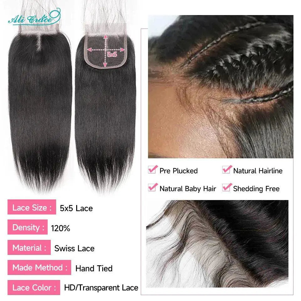 Luxurious Brazilian Straight Lace Closure Ali Grace Hair