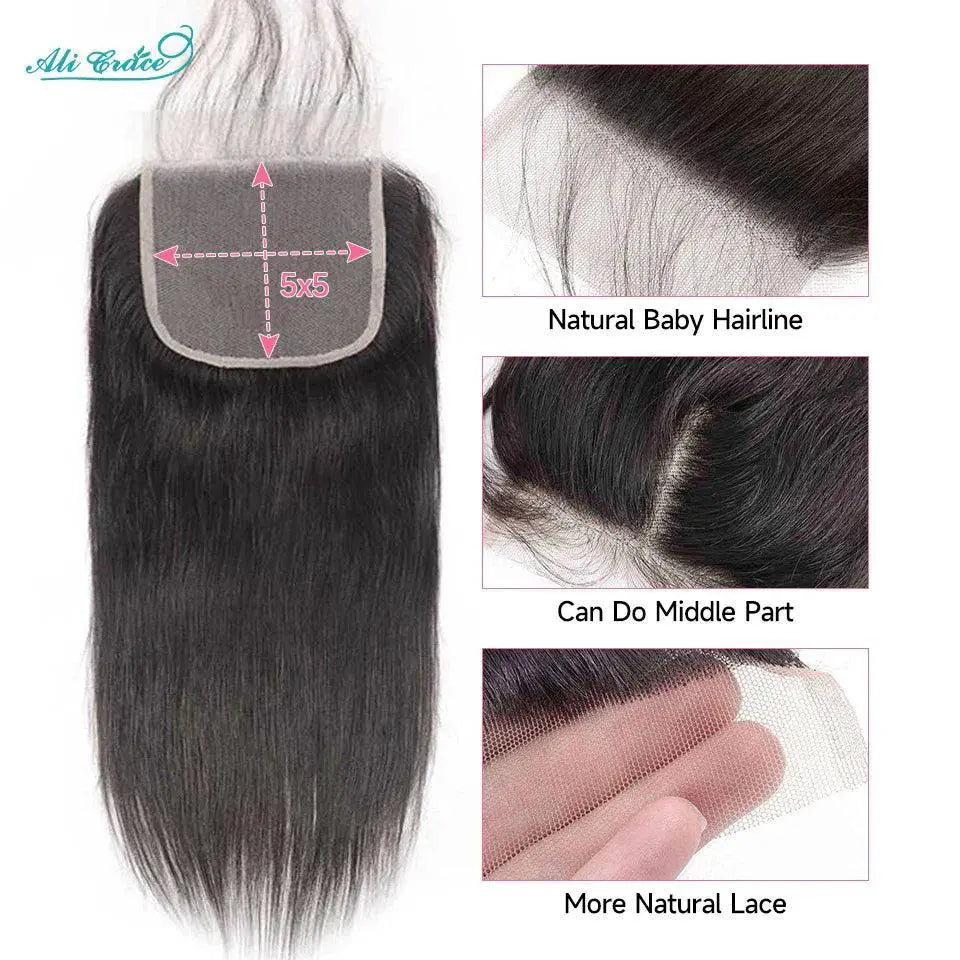 Luxurious Brazilian Straight Lace Closure Ali Grace Hair