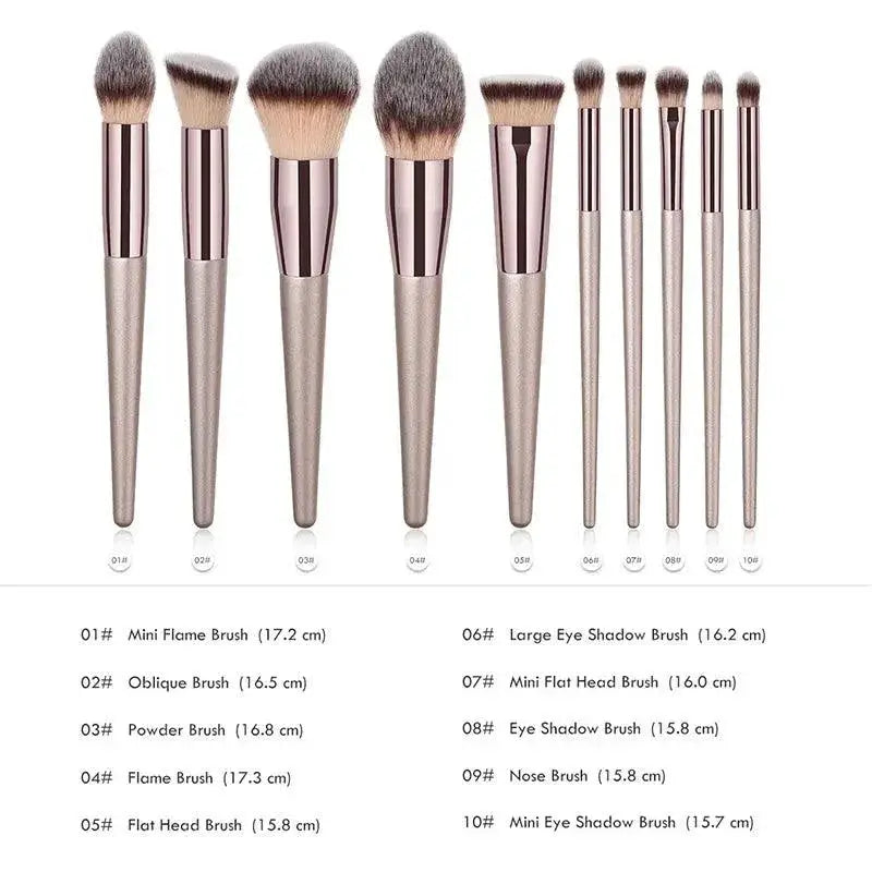 Champagne Makeup Brush Set Luxurious Flawless Beauty Kit