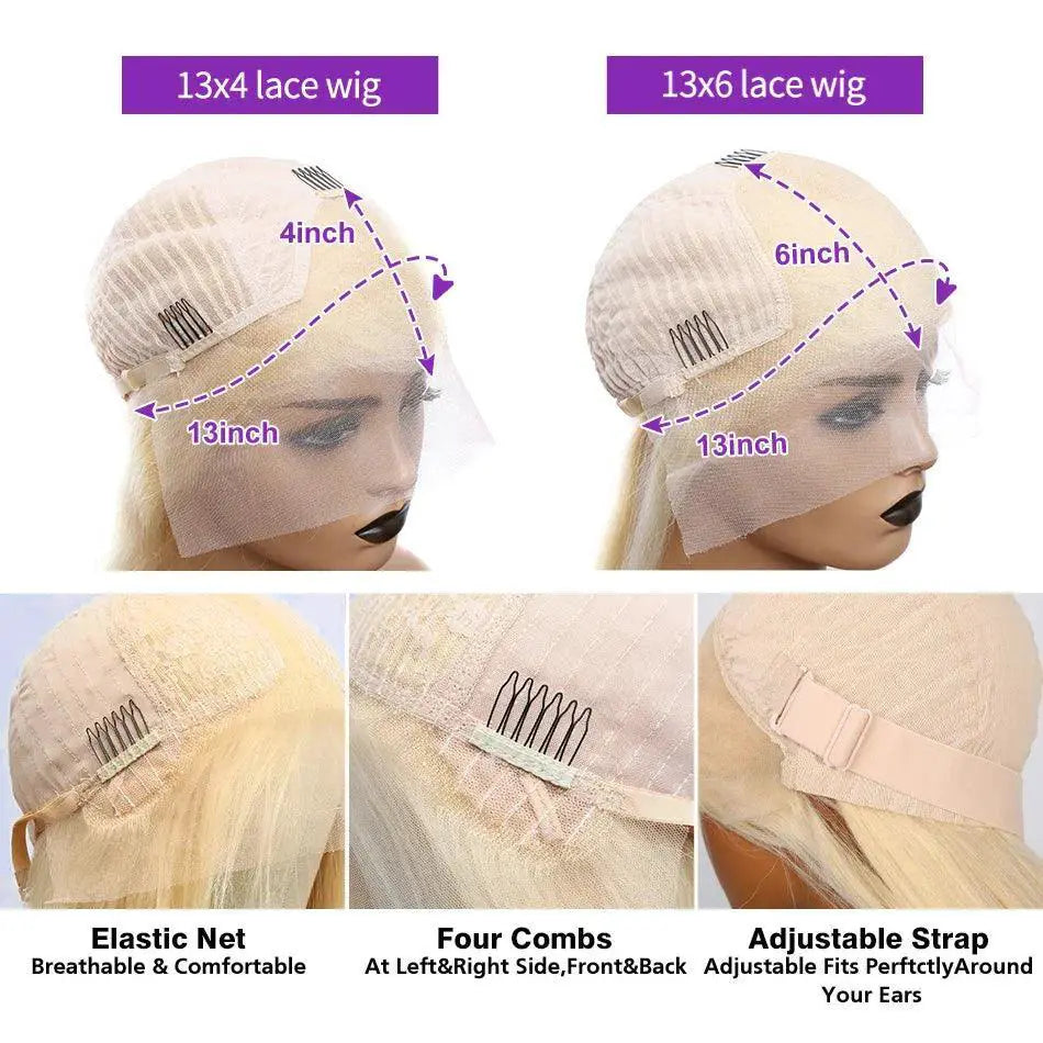 Luxurious Honey Blonde Body Wave Lace Front Wig Women