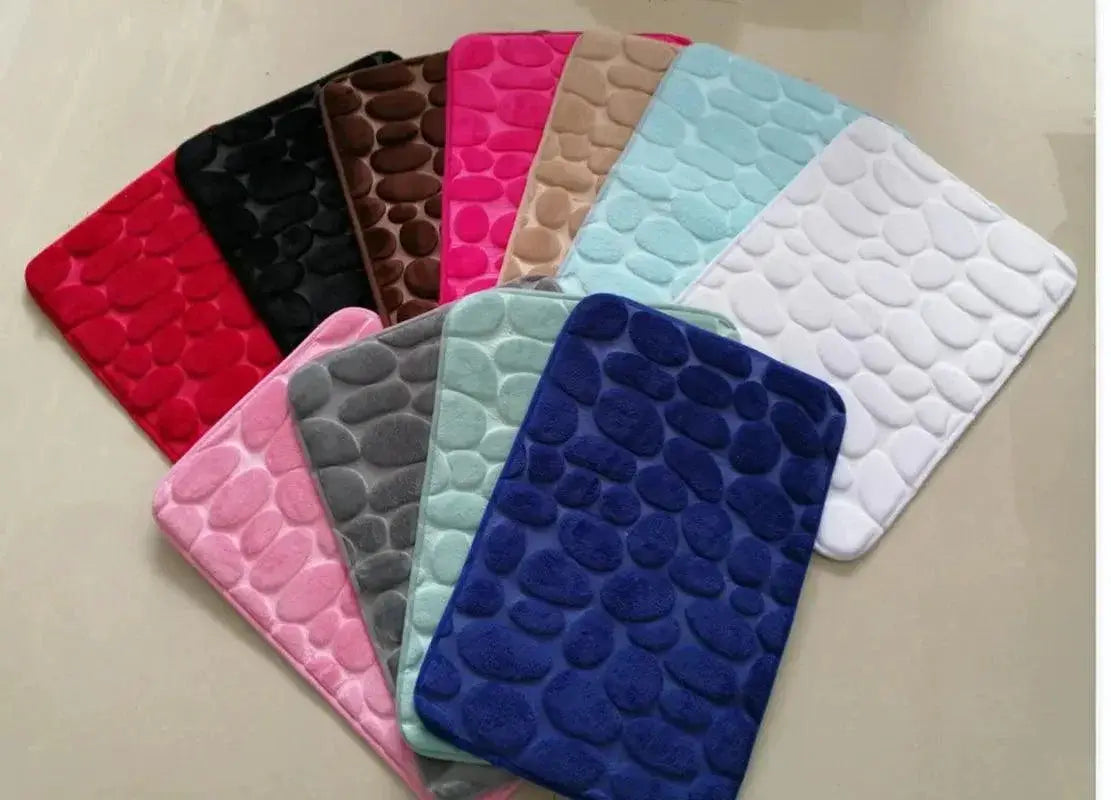 Luxurious Memory Foam Cobblestone Bath Mat Non Slip Comfort