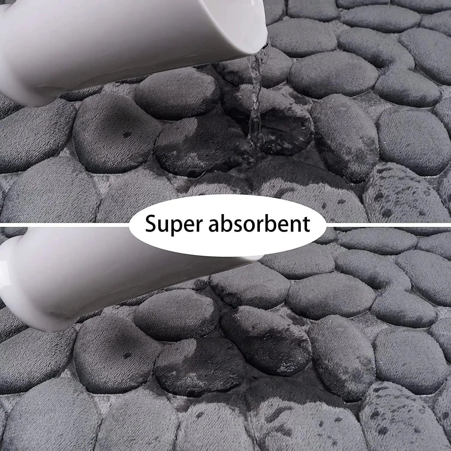 Luxurious Memory Foam Cobblestone Bath Mat Non Slip Comfort