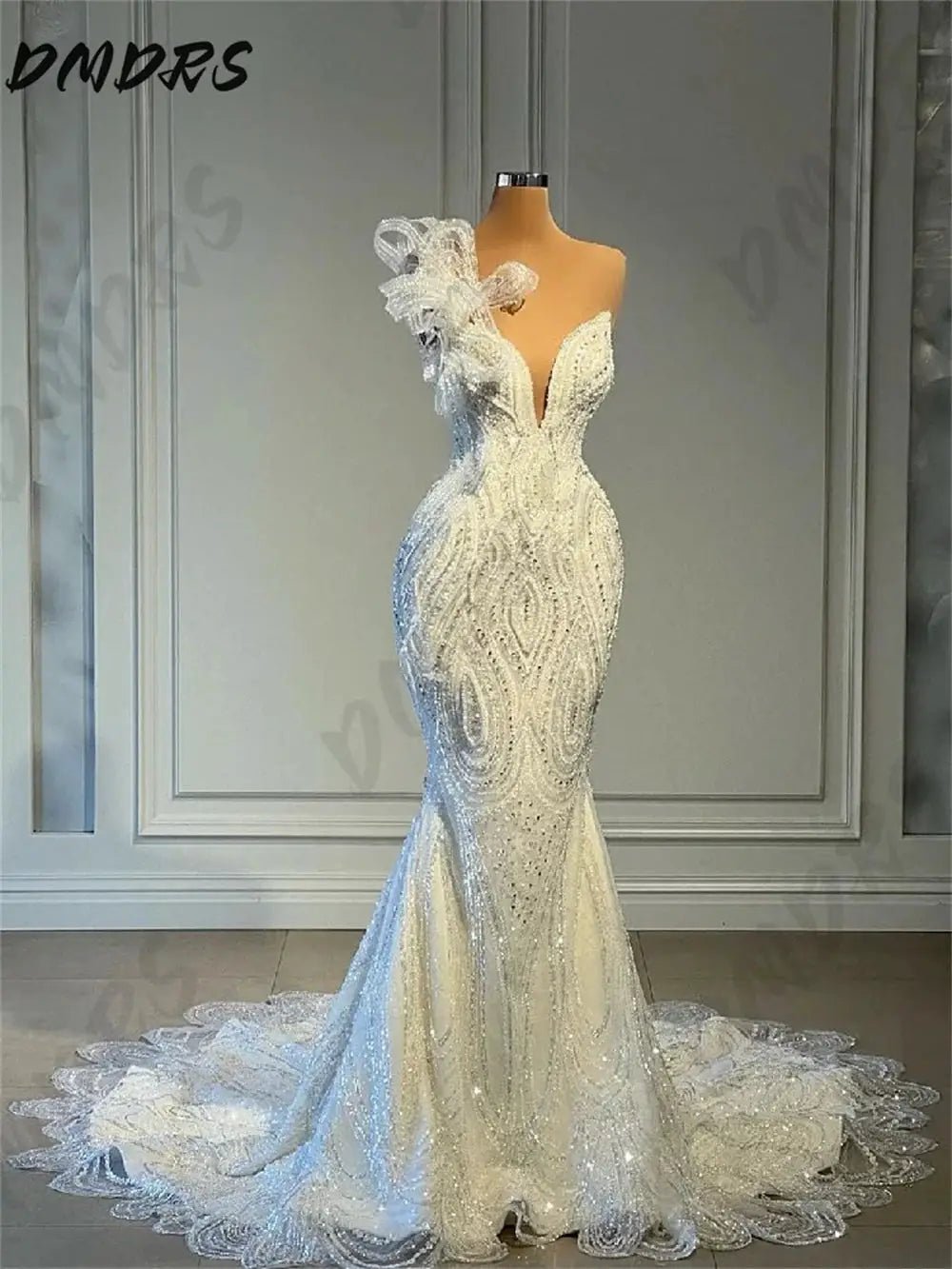 Luxurious Mermaid Bridal Gown with Beaded Lace Embellishments Limited Edition