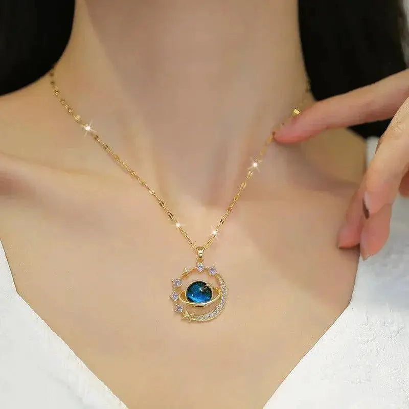 Luxurious Starry Sky Moon And Stars Necklace Chain