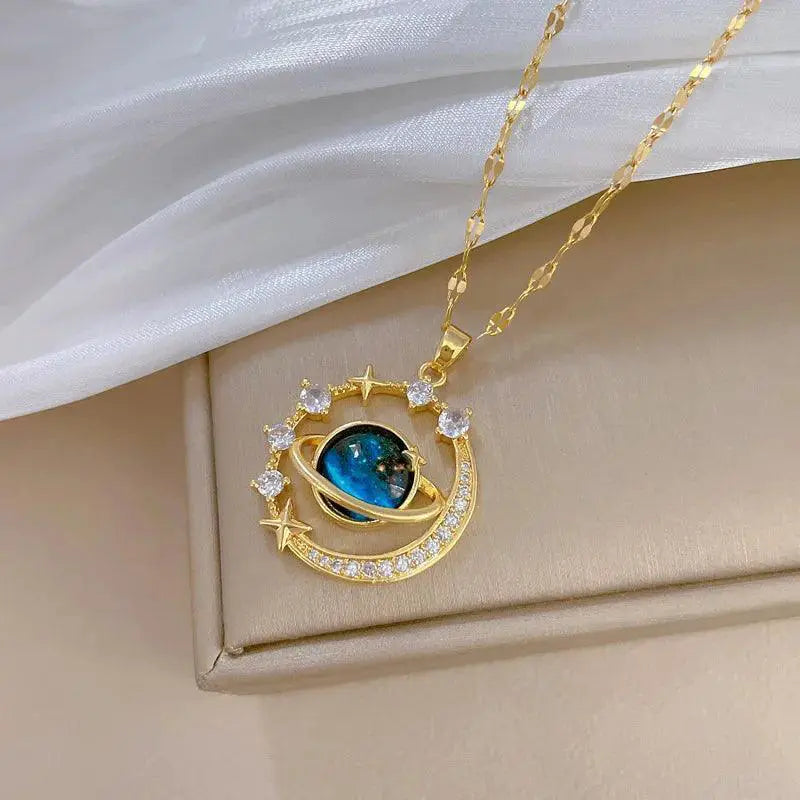 Luxurious Starry Sky Moon And Stars Necklace Chain